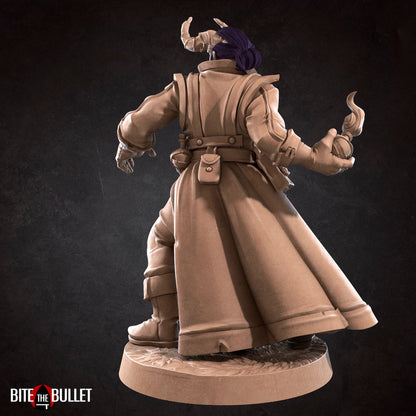 Tiefling Artificer | TABLETOP SCALE | D&D TTRPG Miniature | Bite the Bullet | Unpainted, Unplated Resin 8k