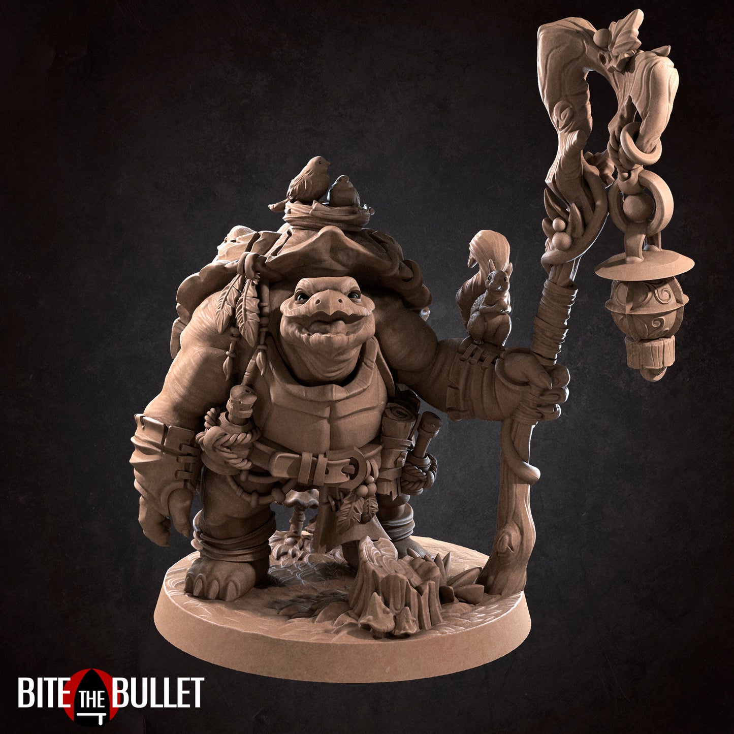 Tortle Druid | TTRPG Miniature | Bite the Bullet | Unpainted, Unplated Resin 8k