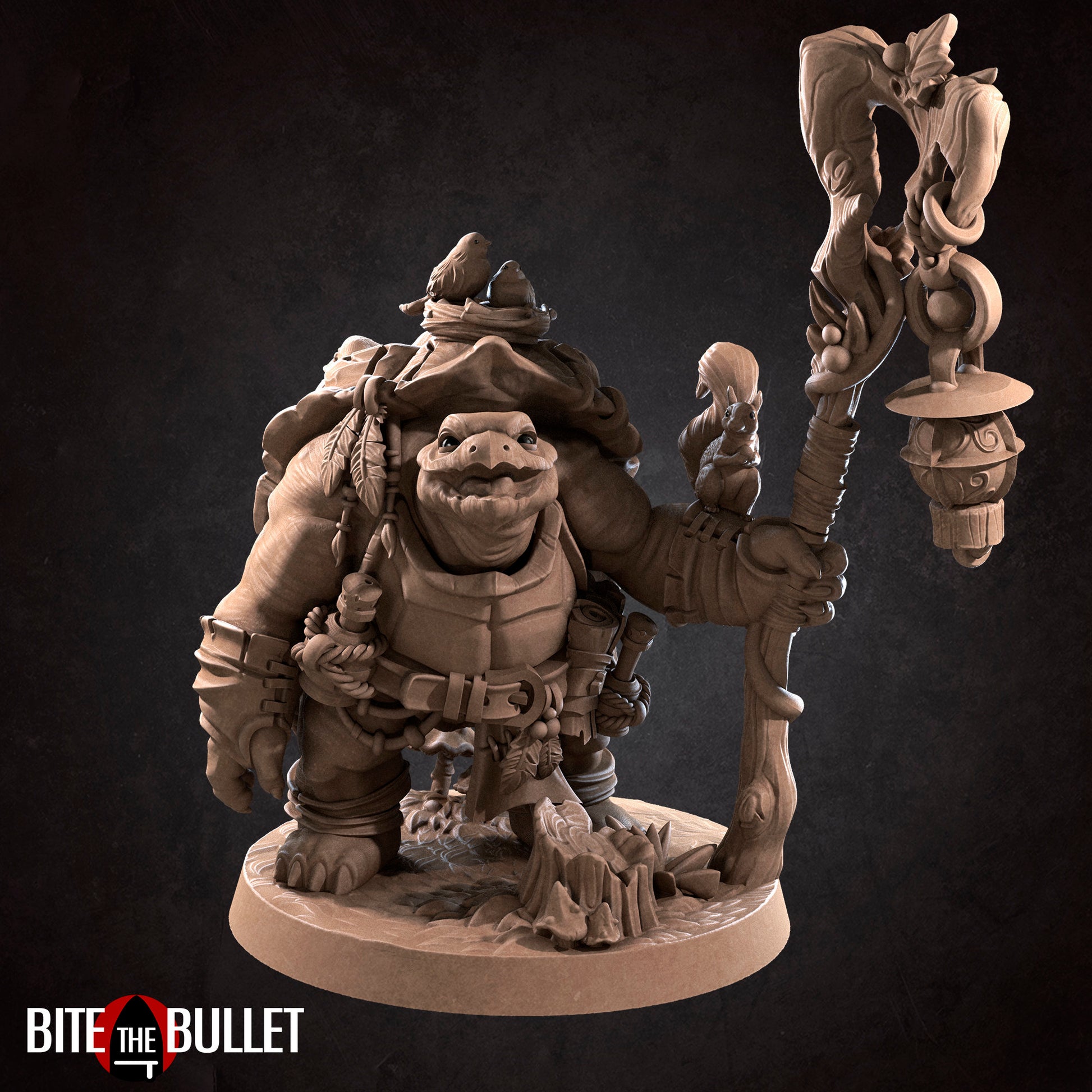 Tortle Druid | TTRPG Miniature | Bite the Bullet | Unpainted, Unplated Resin 8k