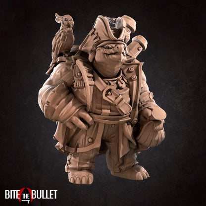 Tortle Pirate | TABLETOP SCALE | D&D TTRPG Miniature | Bite the Bullet | Unpainted, Unplated Resin 8k