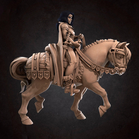 Victoria, Paladin Mounted Warrior | TABLETOP SCALE | D&D TTRPG Miniature | Bite the Bullet | Unpainted, Unplated Resin 8k