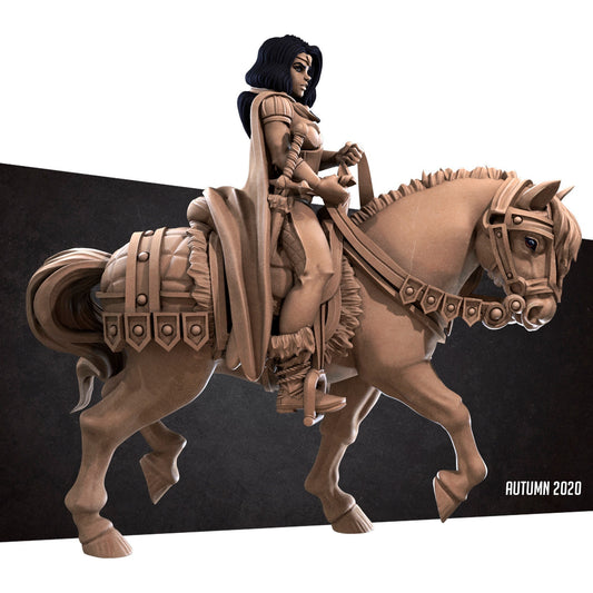 Victoria, Paladin Mounted Warrior | TABLETOP SCALE | D&D TTRPG Miniature | Bite the Bullet | Unpainted, Unplated Resin 8k