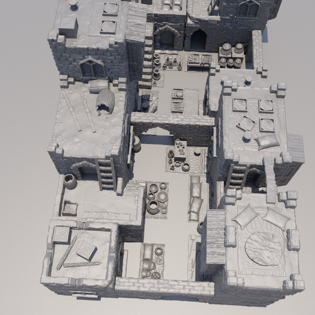 Desert Bazaar District | D&D TTRPG Playable 3D Printed Building Terrain Scenery | MiniatureLand