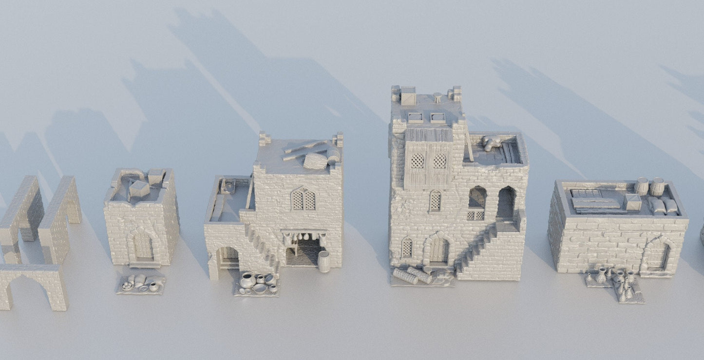 Desert Bazaar District | D&D TTRPG Playable 3D Printed Building Terrain Scenery | MiniatureLand