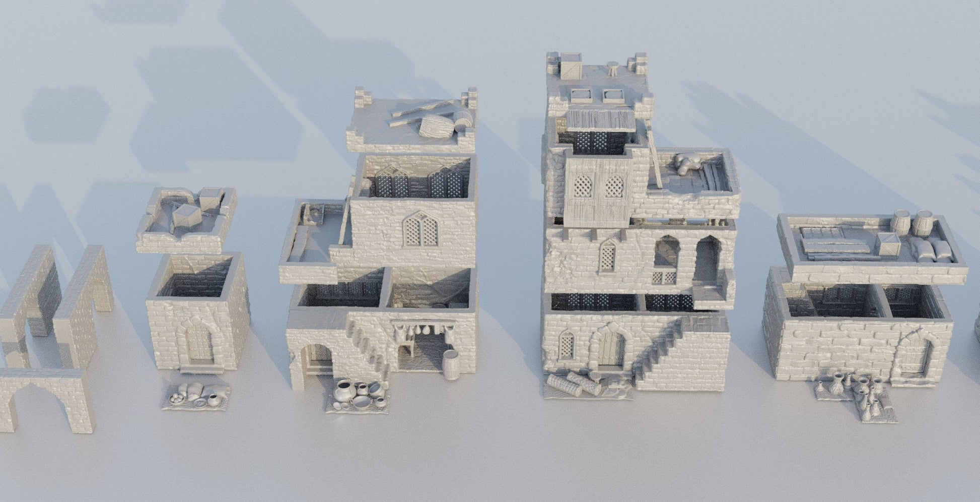 Desert Bazaar District | D&D TTRPG Playable 3D Printed Building Terrain Scenery | MiniatureLand