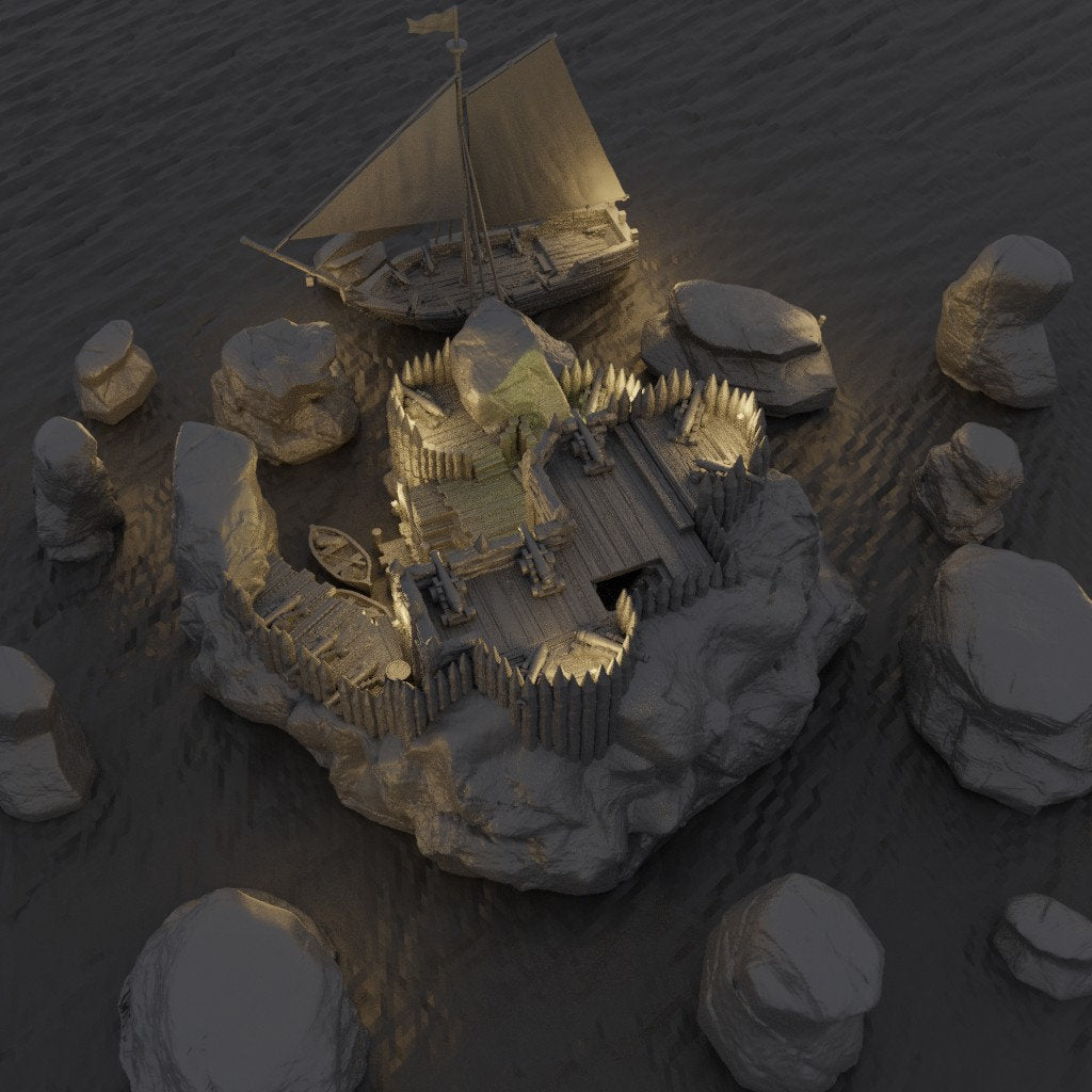 Small Pirate Cove | D&D TTRPG Playable 3D Printed Building Terrain Scenery | MiniatureLand