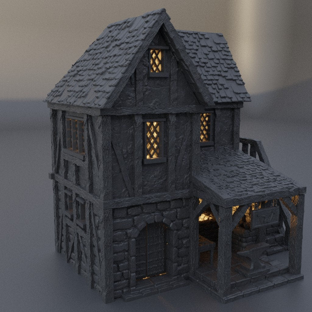 Town Blacksmith | D&D TTRPG Playable 3D Printed Building Terrain Scenery | MiniatureLand