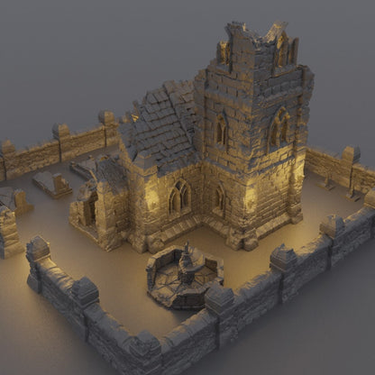 Ruined Small Church | D&D TTRPG Playable 3D Printed Building Terrain Scenery | MiniatureLand