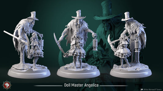 Angelica & Ghost | TTRPG Miniature | White Werewolf Tavern | Unpainted, Unplated Resin 8k