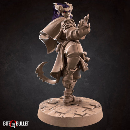 Tiefling Monk | TABLETOP SCALE | D&D TTRPG Miniature | Bite the Bullet | Unpainted, Unplated Resin 8k