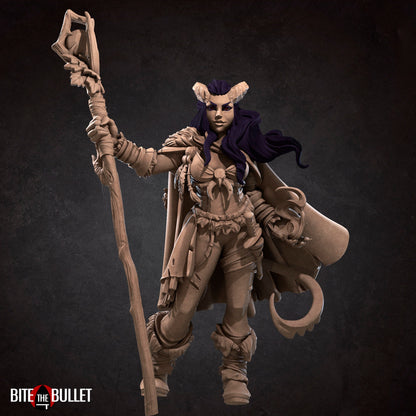 Tiefling Druid | TABLETOP SCALE | TTRPG Miniature | Bite the Bullet | Unpainted, Unplated Resin 8k