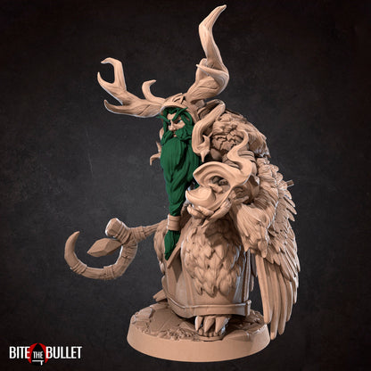 Moon Elf Hero Druid, Teladrius | TABLETOP SCALE | D&D TTRPG Miniature | Bite the Bullet | Unpainted, Unplated Resin 8k