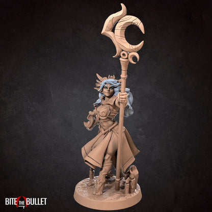 Moon Elf Sorceress, Tiana | TABLETOP SCALE | D&D TTRPG Miniature | Bite the Bullet | Unpainted, Unplated Resin 8k
