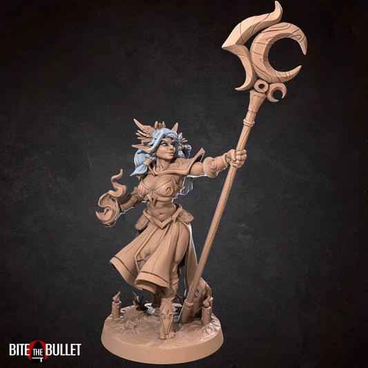 Moon Elf Sorceress, Tiana | TABLETOP SCALE | D&D TTRPG Miniature | Bite the Bullet | Unpainted, Unplated Resin 8k
