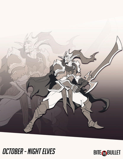 Moon Elf Fighter, Vahdian | TABLETOP SCALE | D&D TTRPG Miniature | Bite the Bullet | Unpainted, Unplated Resin 8k