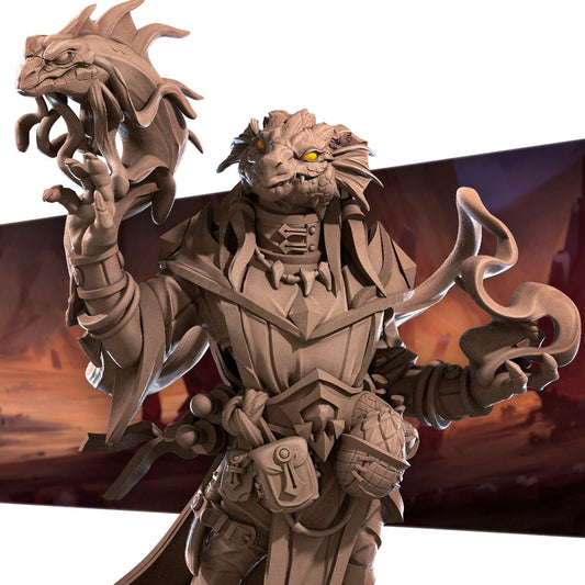 Dragonborn Wizard | TABLETOP SCALE | D&D TTRPG Miniature | Bite the Bullet