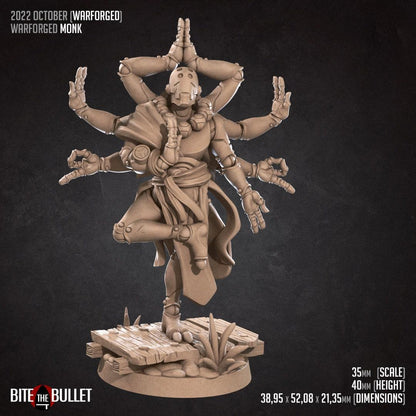 Warforged Monk | TABLETOP SCALE | D&D TTRPG Miniature | Bite the Bullet | Unpainted, Unplated Resin 8k