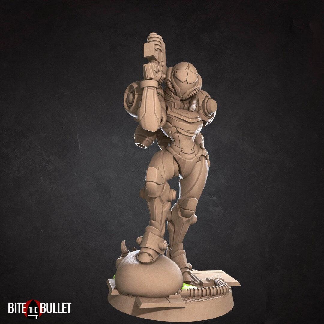 Exxotic Susana | Space Marine Bounty Hunter Pinup NSFW Model Miniature | Bite the Bullet