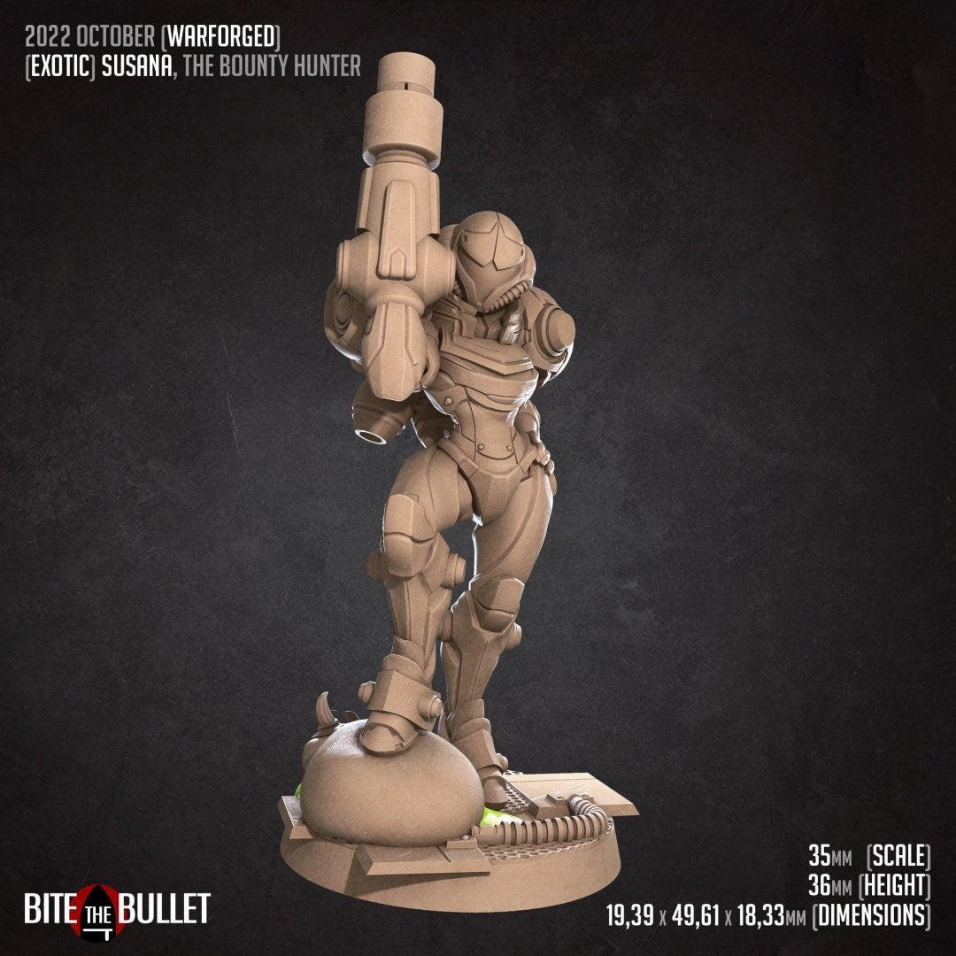Exotic Susana | Space Marine Bounty Hunter Pinup NSFW Model Miniature | Bite the Bullet