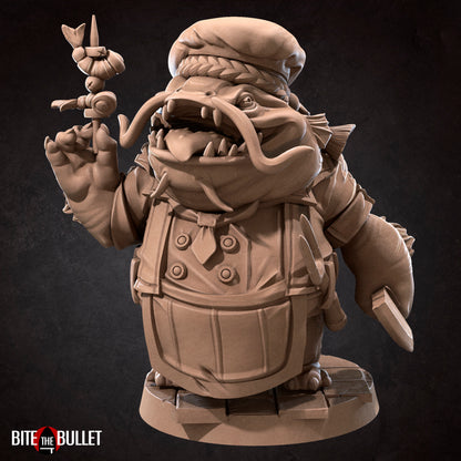 Chef Locathah | TABLETOP SCALE | D&D TTRPG Miniature | Bite the Bullet | Unpainted, Unplated Resin 8k