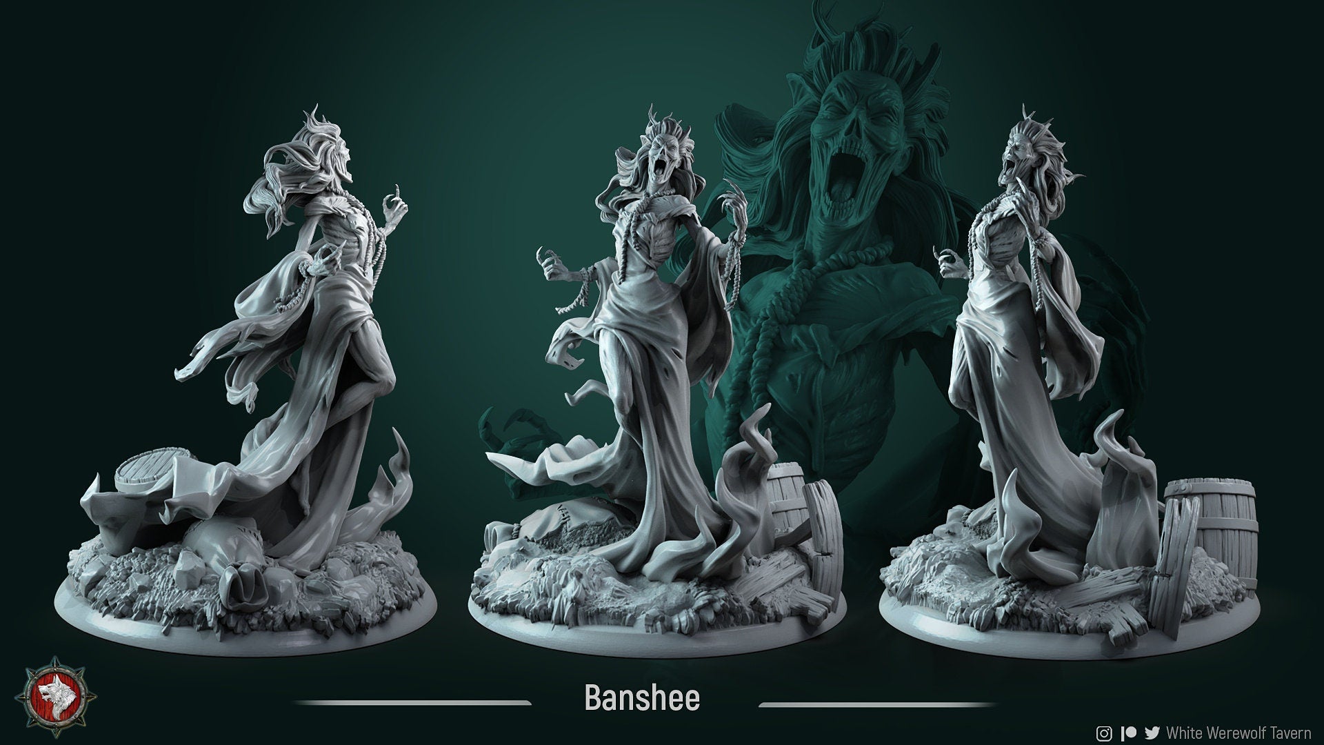 Carmela the Nightqueen Banshee | Gaming or Display Miniature | White Werewolf Tavern