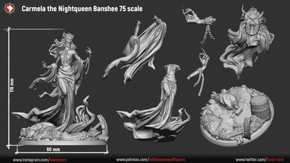 Carmela the Nightqueen Banshee | Gaming or Display Miniature | White Werewolf Tavern