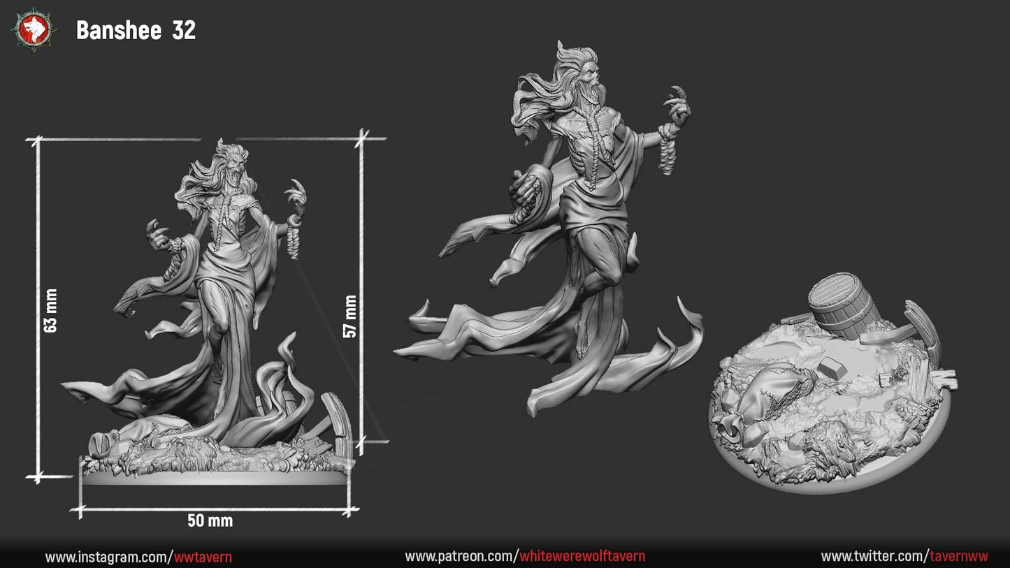Carmela the Nightqueen Banshee | Gaming or Display Miniature | White Werewolf Tavern
