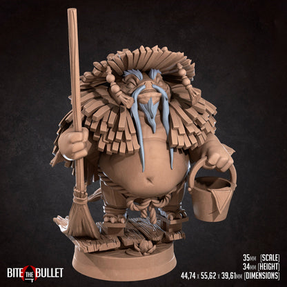 Temple Janitor | TABLETOP SCALE | D&D TTRPG Miniature | Bite the Bullet | Unpainted, Unplated Resin 8k