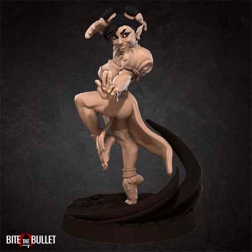 Exotic Arilie | Halfling Monk Pinup SFW NSFW Model Miniature | Bite the Bullet