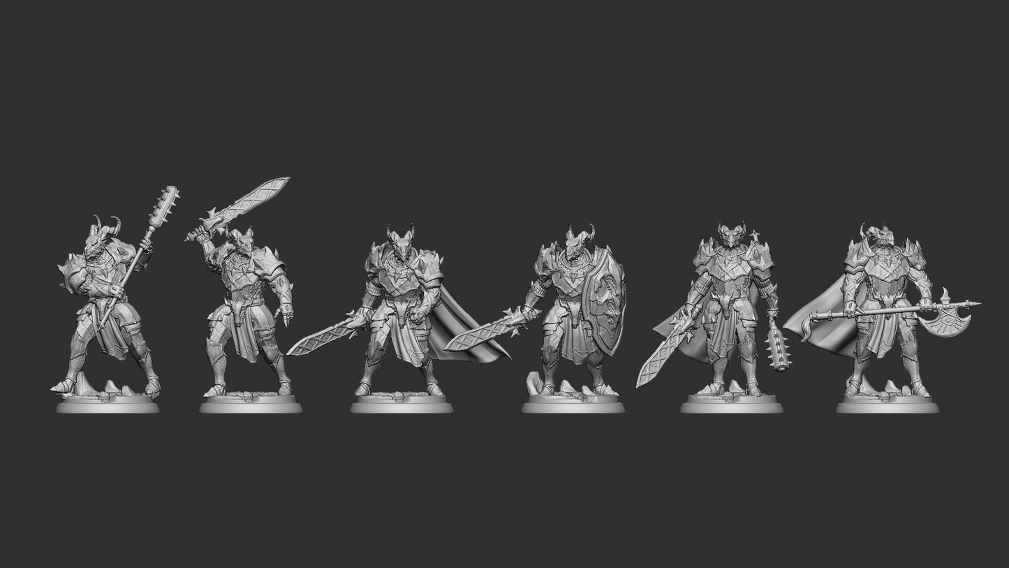 Dragonborn Knights | TABLETOP SCALE | TTRPG Miniature | White Werewolf Tavern | Unpainted, Unplated Resin 8k