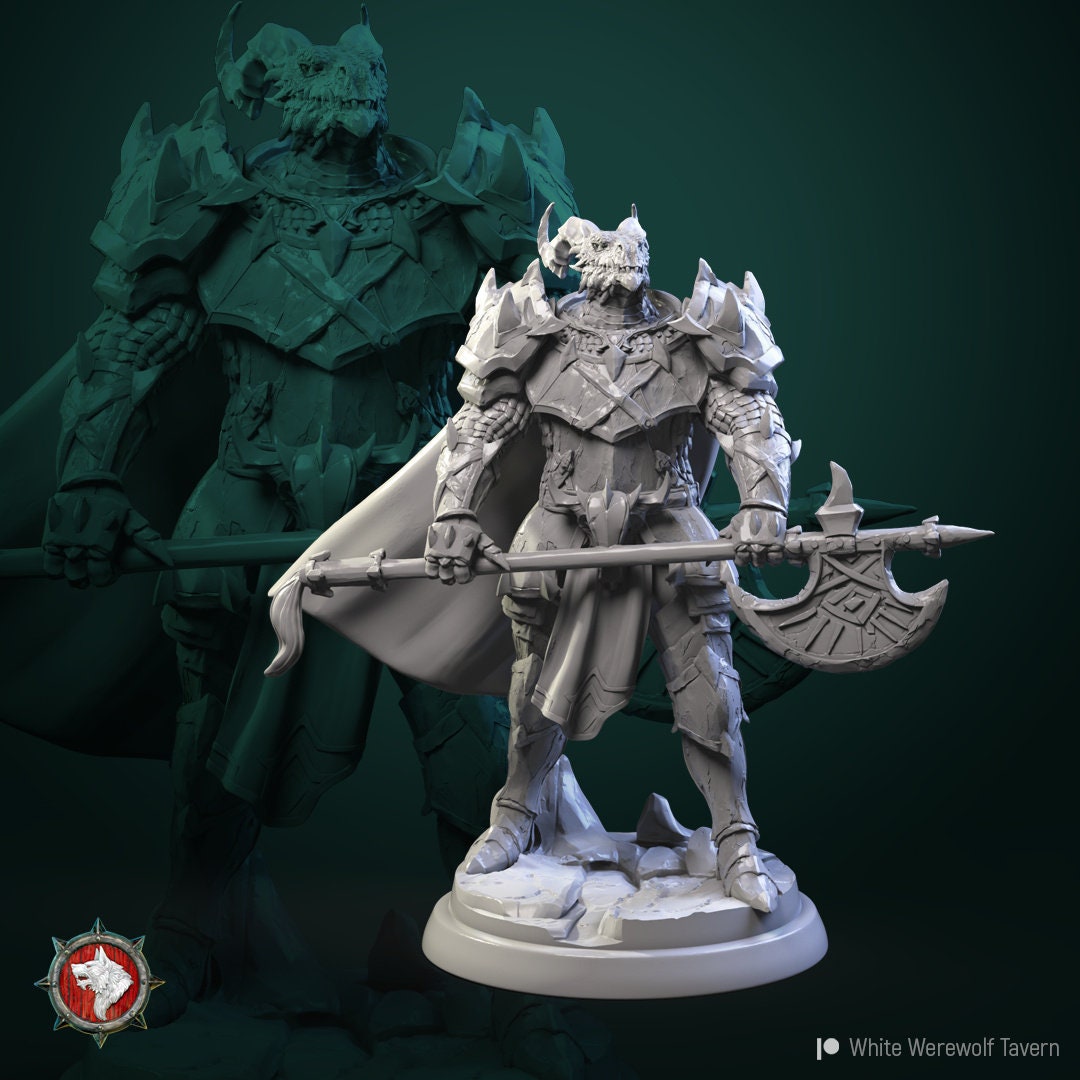 Dragonborn Knights | TABLETOP SCALE | TTRPG Miniature | White Werewolf Tavern | Unpainted, Unplated Resin 8k