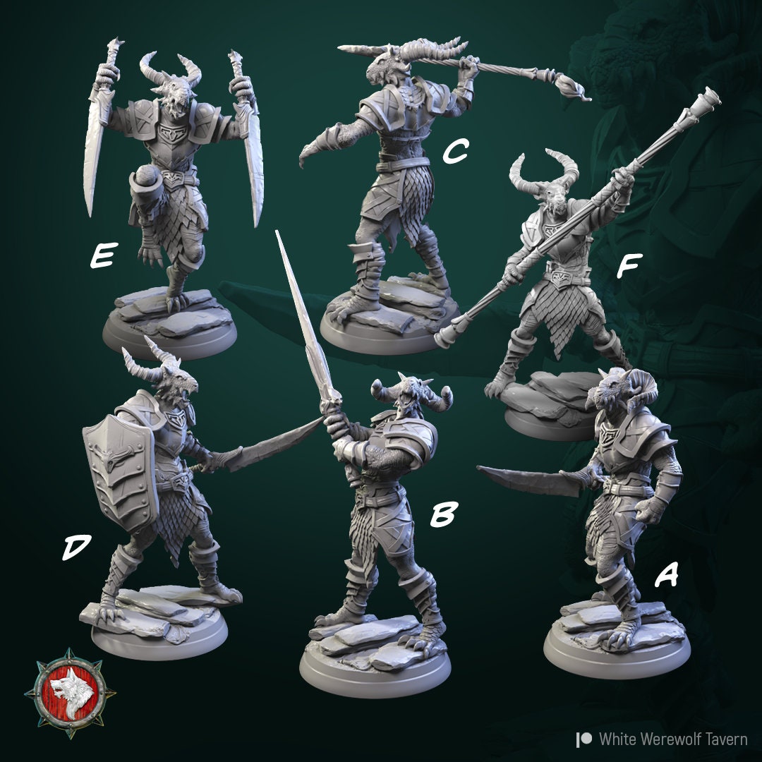 Dragonborn Warriors | TTRPG Miniature | White Werewolf Tavern | Unpainted, Unplated Resin 8k