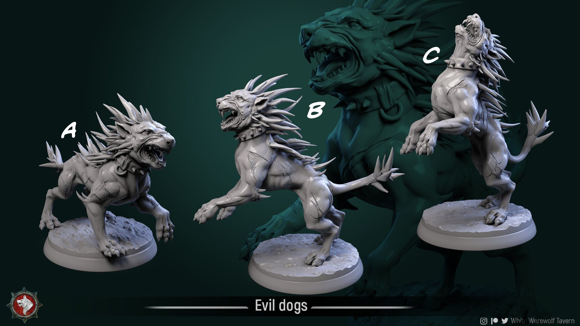 Evil Dogs | TABLETOP SCALE | TTRPG Miniature | White Werewolf Tavern