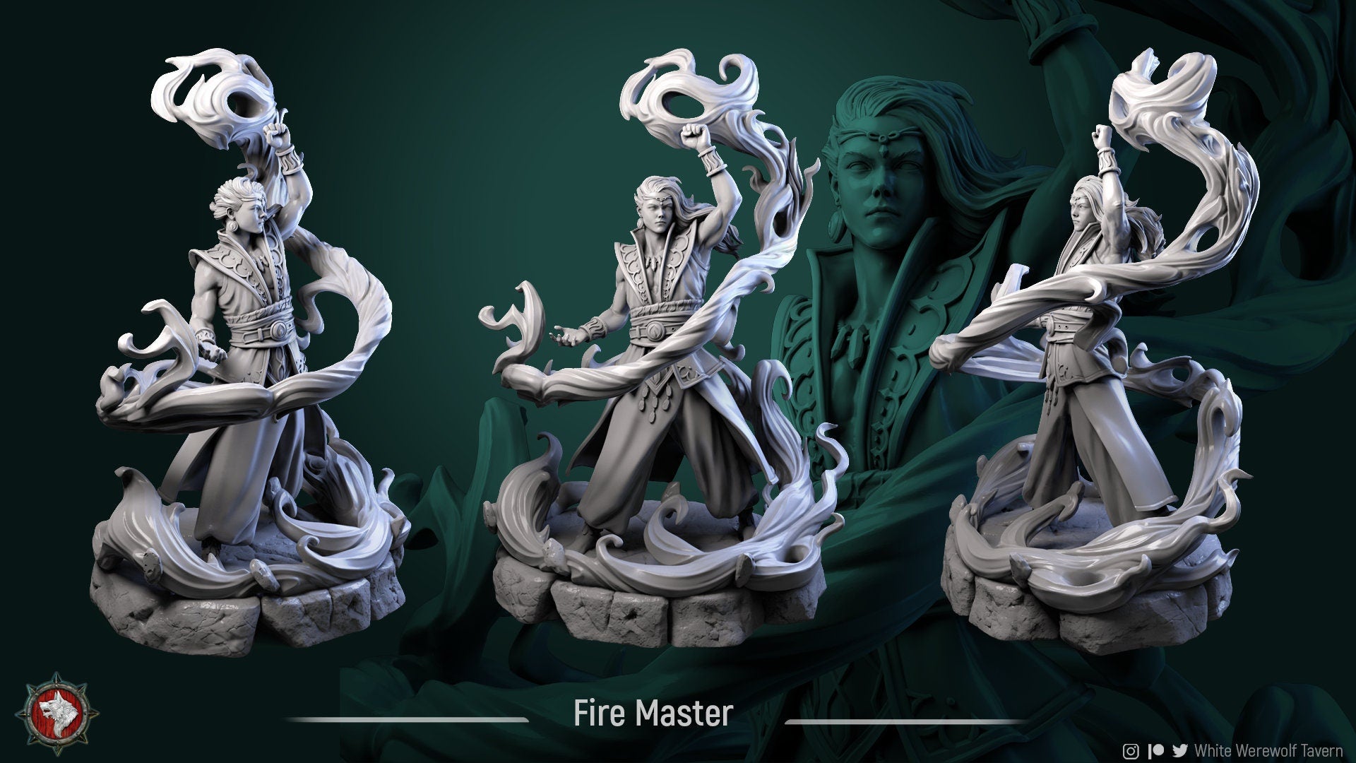 Fire Master | TABLETOP SCALE | TTRPG Miniature | White Werewolf Tavern | Unpainted, Unplated Resin 8k