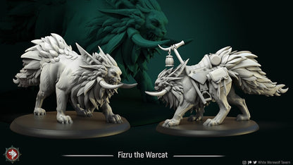Fizru the Warcat | TABLETOP SCALE | TTRPG Miniature | White Werewolf Tavern