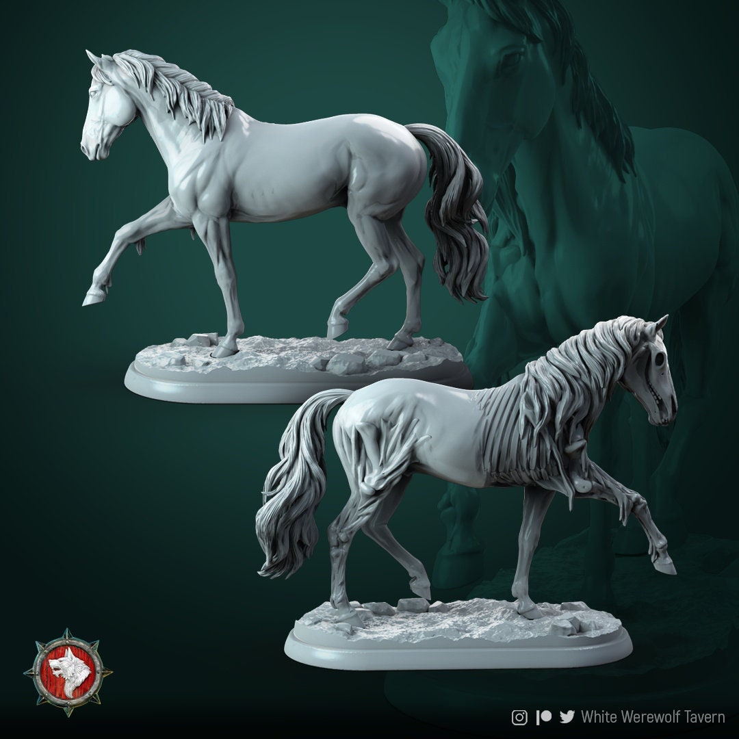Ghost Horse | TABLETOP SCALE | D&D TTRPG Miniature | White Werewolf Tavern