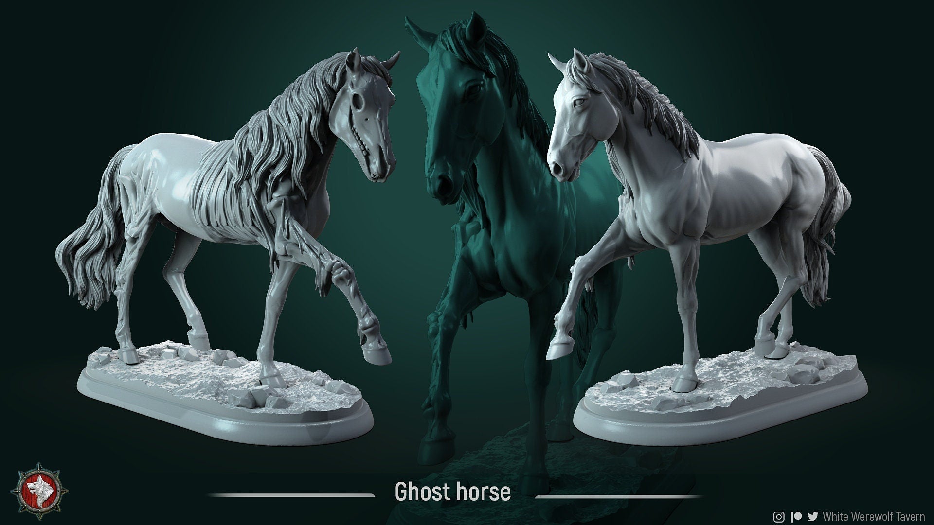 Ghost Horse | TABLETOP SCALE | D&D TTRPG Miniature | White Werewolf Tavern