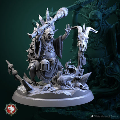Goblin Shaman | TTRPG Miniature | White Werewolf Tavern | Unpainted, Unplated Resin 8k