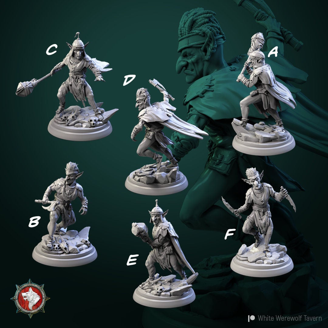 Goblin Warriors | TABLETOP SCALE | TTRPG Miniature | White Werewolf Tavern
