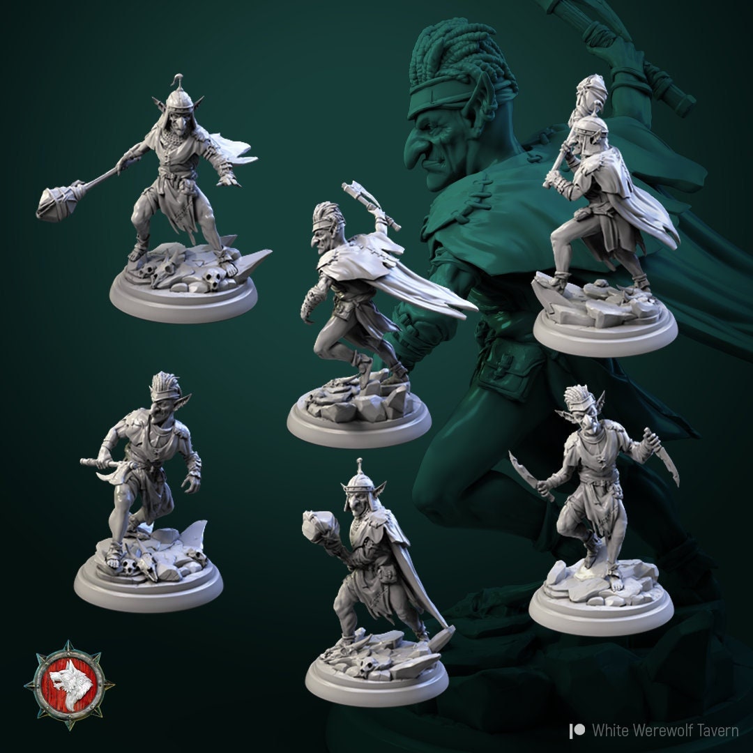 Goblin Warriors | TABLETOP SCALE | TTRPG Miniature | White Werewolf Tavern