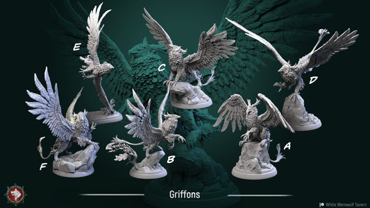 Griffons Griffins | TABLETOP SCALE | D&D TTRPG Miniature | White Werewolf Tavern