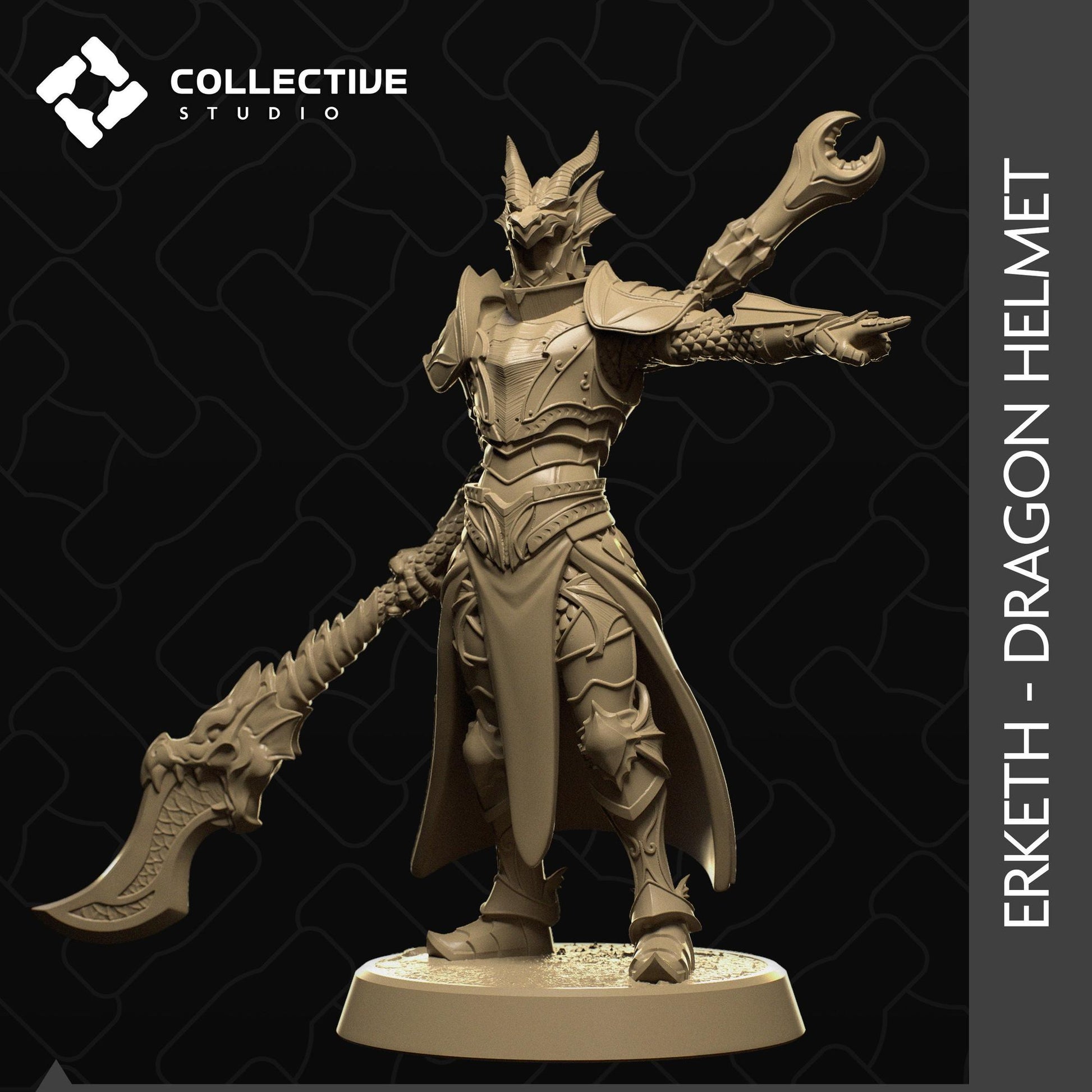 Erketh, Dragon Knight | Tabletop Gaming Mini or Display Figure | Collective Studio