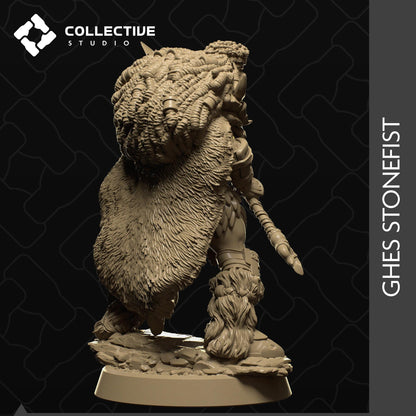 Ghes Stonefist, Barbarian | Tabletop Gaming Miniature or Display Figure | Collective Studio
