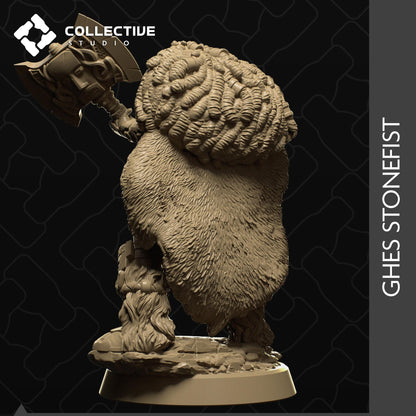 Ghes Stonefist, Barbarian | Tabletop Gaming Miniature or Display Figure | Collective Studio