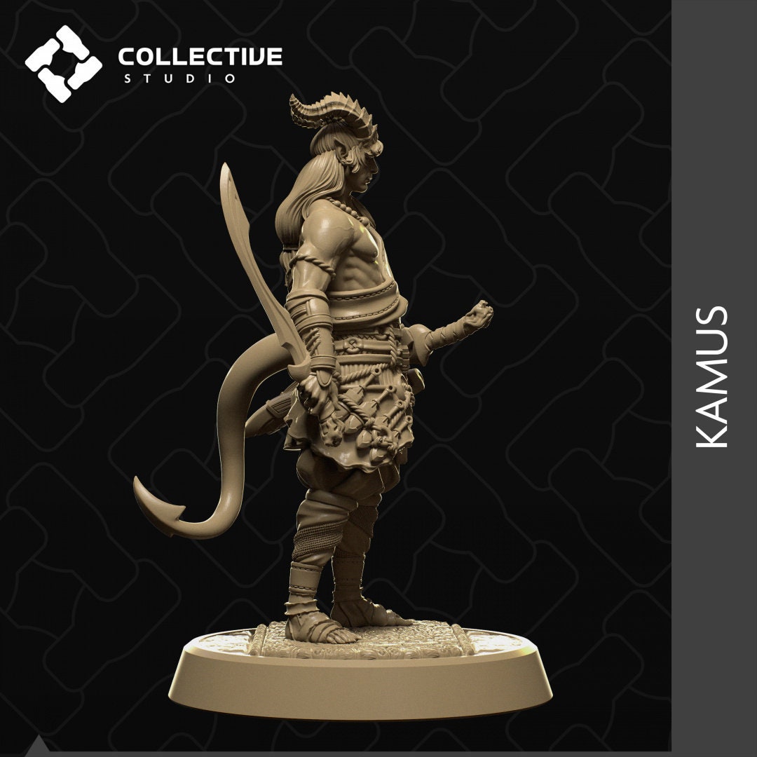 Kamus, Tiefling Fighter Rogue Warlock | Tabletop Gaming Mini or Display Figure | Collective Studio