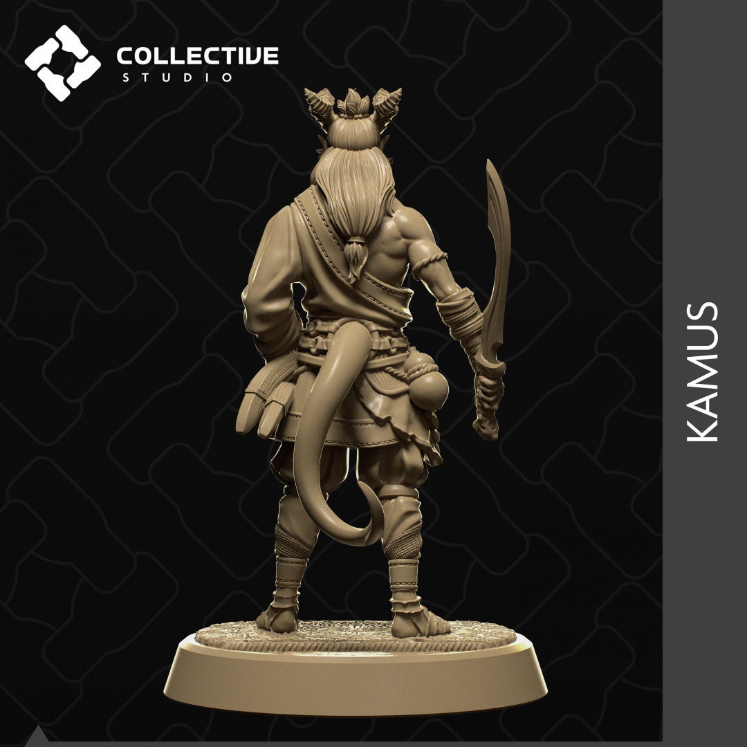 Kamus, Tiefling Fighter Rogue Warlock | Tabletop Gaming Mini or Display Figure | Collective Studio