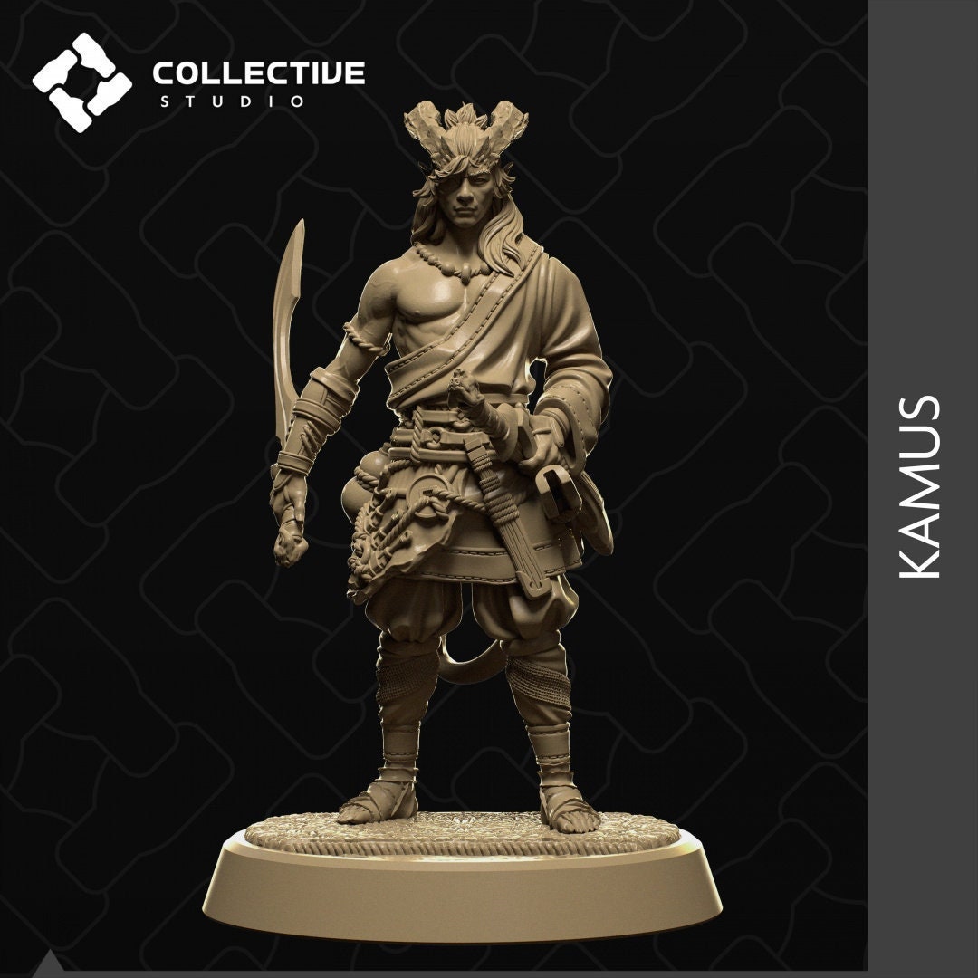 Kamus, Tiefling Fighter Rogue Warlock | Tabletop Gaming Mini or Display Figure | Collective Studio