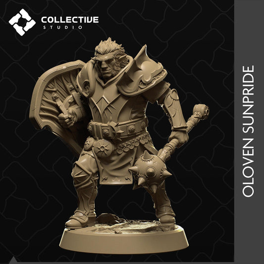 Oloven Sunpride, Firbolg Paladin Cleric | Tabletop Gaming Mini or Display Figure | Collective Studio