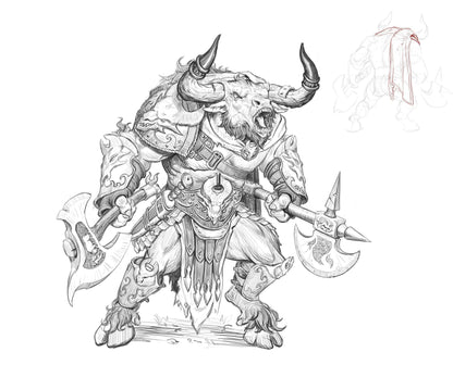 Talodem, Minotaur Barbarian | Tabletop Gaming Mini or Display Figure | Collective Studio