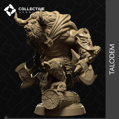 Talodem, Minotaur Barbarian | Tabletop Gaming Mini or Display Figure | Collective Studio
